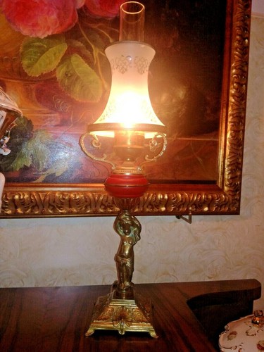 Antico lume ottone con - antico,