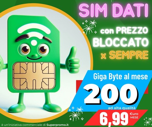 Sim dati 200gb al - a, 6,99€