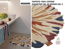 TAPPETO ROTONDO MISSONI 100% COTONE DIAMETRO CM. 80 SPESSO CM. 2 TUFTATO A MANO