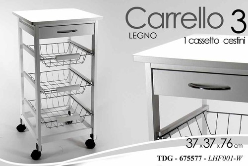 Carrello cucina legno ceste - legno,