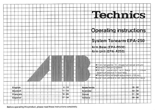 Technics epa 250 braccio - technics,