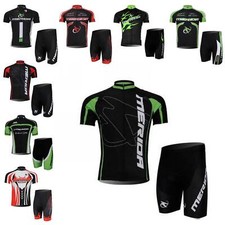 Merida Set Maglia Ciclismo Uomo e Pantaloncini Imbottiti Manica Corta Maglia Ciclismo