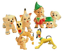 LOTTO DISNEY LEDRA GOMMA PLUTO PINOCCHIO GRILLO SQUEAKY RUBBER MISTER BABY GATTO