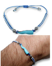 Bracciale italiano e ciondolo corno in turchese di argento sterling 925 buona fortuna