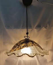 Lampada a sospensione anni 70 in vetro di Murano, trasparente, festonata, come m