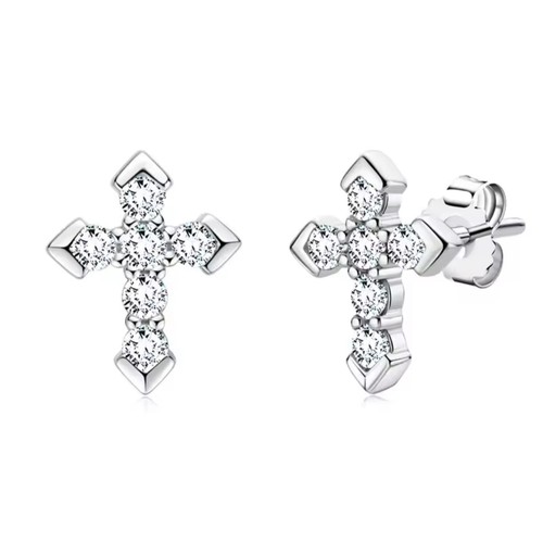 Orecchini croce moissanite - orecchini,