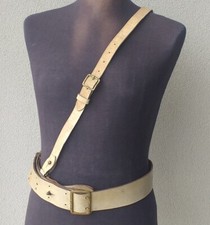 Cinturone con spallaccio cuoio bianco originale P.S. Stradale anni '50 marcato