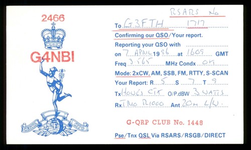 Qsl card radio uk rsars - x,