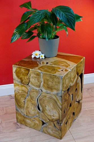 Tavolino teak radica sgabello