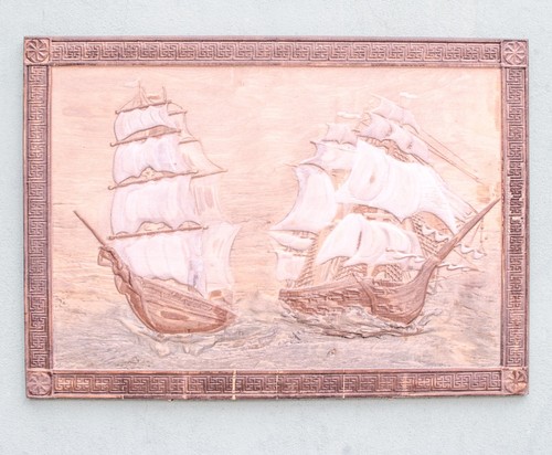 Bassorilievo legno navi - bassorilievo, legno.