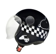 Casco Snoopy Jet Shield bandiera a scacchi nero NUOVO