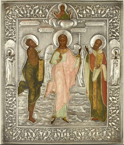 Antica icona russa argento 19c - antica,