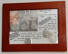 Collezione in quadretto di monete da 10 lire dal 1951 al 55 & 67-68