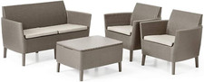 Salemo Lounge Set, Set Mobili Da Giardino in Rattan Con Divano 2 Posti 2 Poltron