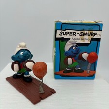 Puffi 40508 Boxer Super Puffo con sacco da boxe vintage Schleich figura boxe con scatola