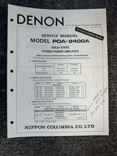 Denon poa 2400a supplemento - poa-2400a,