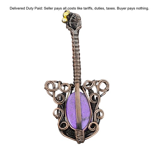 Ciondolo ovale viola - , pietra