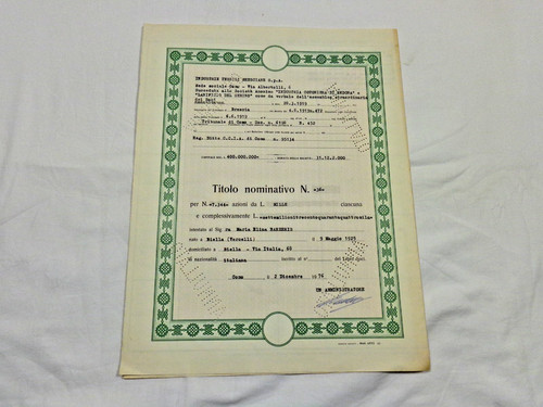Certificato azionario - certificato,