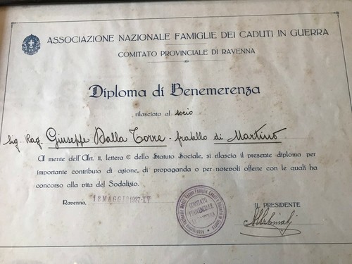 Diploma benemerenza 1937