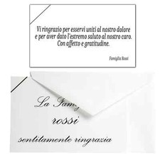 50 BIGLIETTI LUTTO RINGRAZIAMENTO PERSONALIZZATI