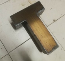 Lettera T  da vecchia insegna luminosa Neon vintage Bronzo plexiglass - 22x27 cm