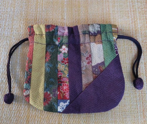 Kyoto chirimen patchwork pouch - patchwork,