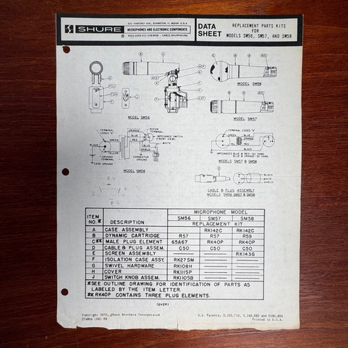 Kit ricambi vintage shure - ricambi,