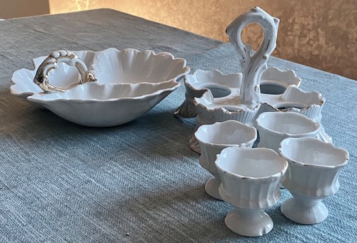 Porcelain egg cruet stand - porcelain,