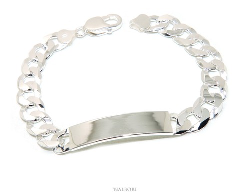 Bracciale targa uomo argento - targa,
