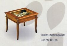 TAVOLINO QUADRATO IN LEGNO NOCE CON PIANO IN VETRO