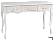 TAVOLO Consolle 3 CASSETTI SCRIVANIA SCRITTOIO SHABBY CHIC BIANCO h78*120*40 cm