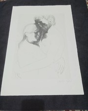 EMILIO GRECO LITOGRAFIA ORIGINALE 1984 AMANTI FIRMATO IN BASSO A DESTRA A MATITA