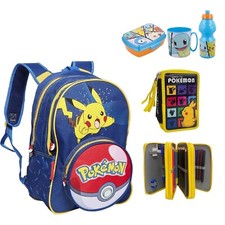 Pokemon Pikachu set Grande Zaino Astucci 3zip Lunchbox Scuola Elementare Bambino