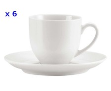 Servizio da Caffè: 6 Tazzine con Piattino Porcellana di Limonges Bianco - 10 CL