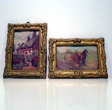 Coppia di piccole cornici anni '20 legno gesso porporina antiche vintage v181