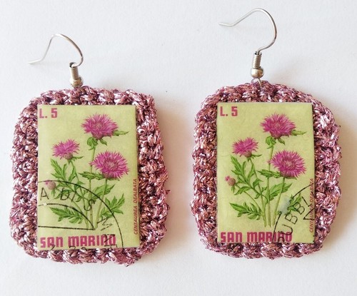 Orecchini fiori rosa con - rosa, lurex