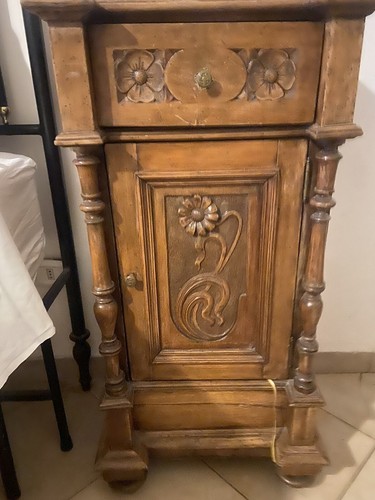 Comodino intarsiato noce - intarsiato, in