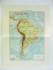 stampa antica old map mappa AMERICA MESSICO CHILE CILE BRASILE ARGENTINA 1931