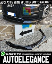 LAMA AUDI A3 8V SLINE SOTTO PARAURTI ANTERIORE SPLITTER ABS NERO LOOK RS3