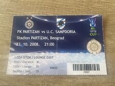 Biglietto Calcio Partigiano Beograd-Sampdoria Cup 2008 (Serbia,Germania,Belgio,USA)