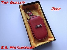 Portachiavi in Cuoio TOP QUALITY ROSSO Bordo Nero Logo JEEP SCATOLA REGALO