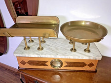 ANTICA BILANCIA 2 PIATTI  IN LEGNO, MARMO E OTTONE PRIMI 900 VEDI DESCR.