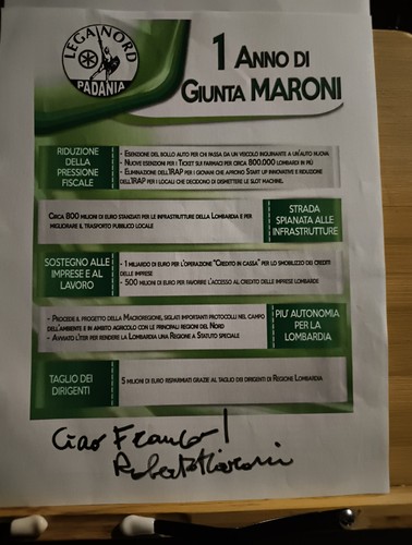 Lega nord autografo roberto - nord,