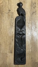 Scultura Pannello Intagliato legno Etnico Intarsiato Indiano