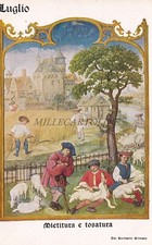 CASE DEL PANE - Breviario Grimani, Mietitura e Tosatura, Luglio, Cartolina