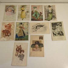 Lotto di 10 Cartoline Antiche 1910-1920 - Donne e Animali - Zone Di Guerra