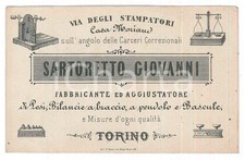 1910 ca TORINO via Stampatori - SARTORETTO Giovanni - Pesi e bilance *Biglietto
