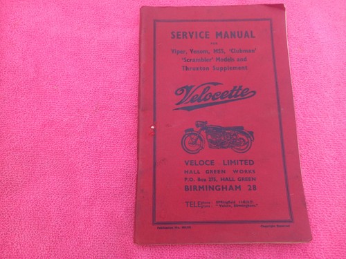 Velocette manuale servizio - velocette, di