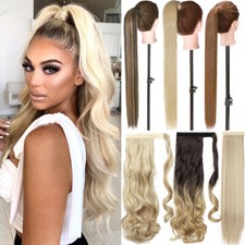 Regno Unito clip veramente spessa come estensioni per capelli umani nascondi avvolgimento sulla coda di cavallo bionda lunga