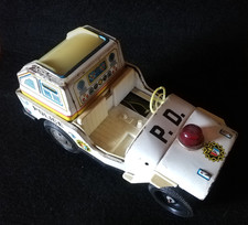 MACCHINA DI LATTA MASUDAYA GIAPPONE TIN TV PATROL JEEP BATTERIA VINTAGE ANNI 60